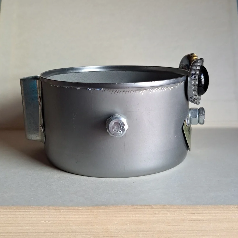Happy Retro Robot Scrap Metal Art Handmade Handcrafted Small Container